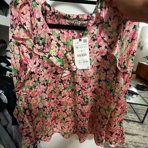Zara flower blouse. Size medium. Brand new w tags